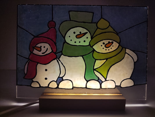 Amigos de invierno con luces
